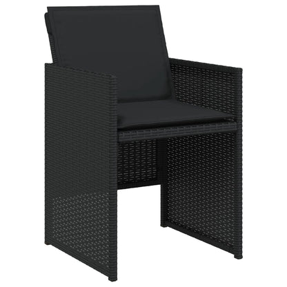 Set da Pranzo da Giardino 9 pz con Cuscini Nero in Polyrattan - homemem39