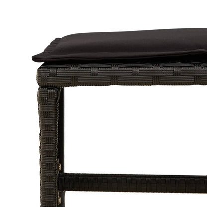 Set da Pranzo da Giardino 9 pz con Cuscini Nero in Polyrattan | homemem39