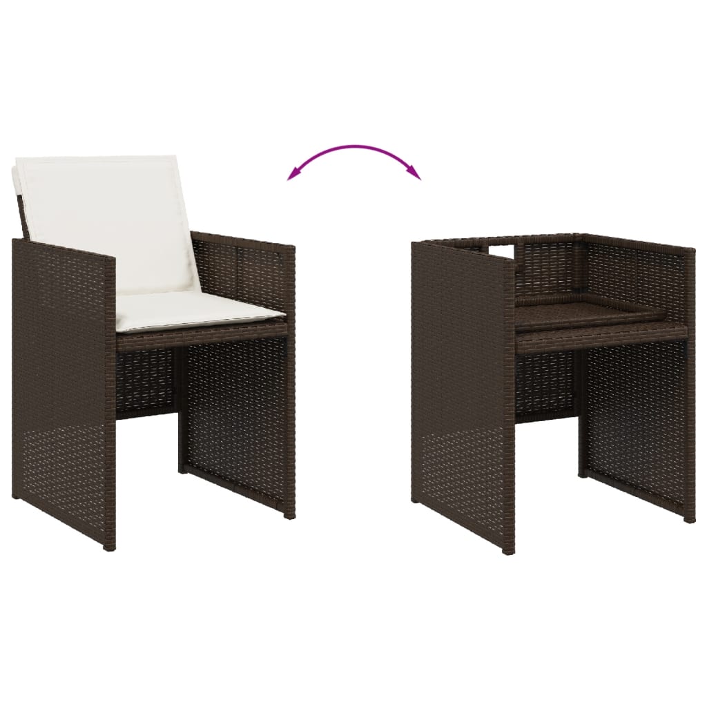 Set da Pranzo da Giardino 9pz con Cuscini Marrone in Polyrattan - homemem39