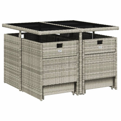 Set Pranzo da Giardino 9pz con Cuscini Grigio Chiaro Polyrattan | homemem39