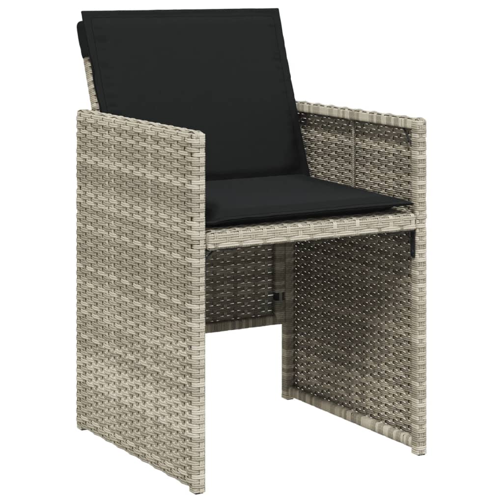 Set Pranzo da Giardino 9pz con Cuscini Grigio Chiaro Polyrattan | homemem39