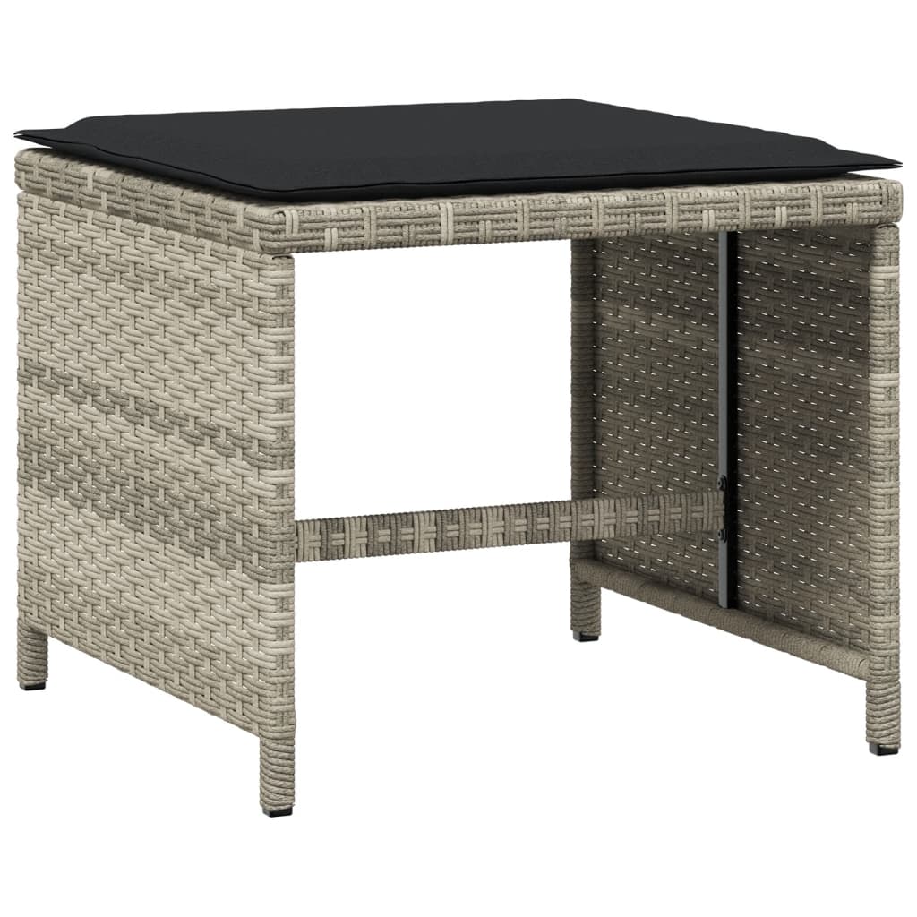 Set Pranzo da Giardino 9pz con Cuscini Grigio Chiaro Polyrattan | homemem39