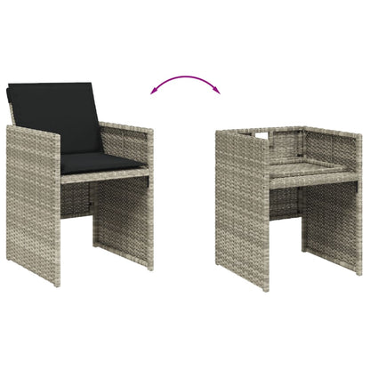 Set Pranzo da Giardino 9pz con Cuscini Grigio Chiaro Polyrattan | homemem39