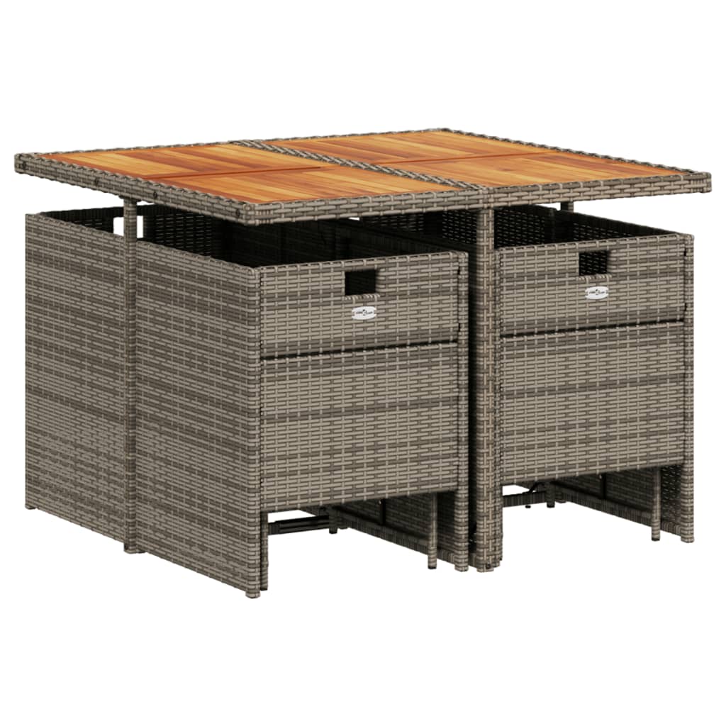Set da Pranzo da Giardino 9 pz con Cuscini in Polyrattan Grigio | homemem39