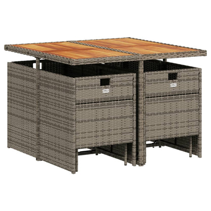 Set da Pranzo da Giardino 9 pz con Cuscini in Polyrattan Grigio | homemem39