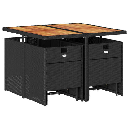 Set da Pranzo da Giardino 9 pz con Cuscini Nero in Polyrattan | homemem39