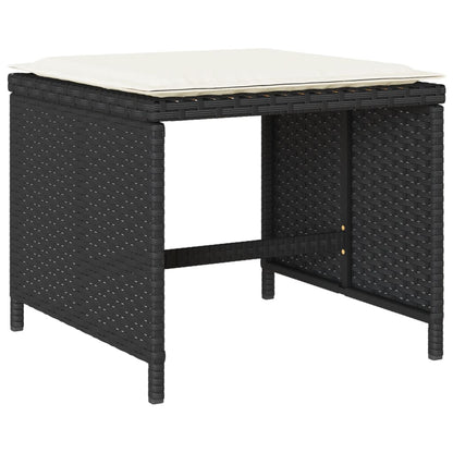 Set da Pranzo da Giardino 9 pz con Cuscini Nero in Polyrattan - homemem39