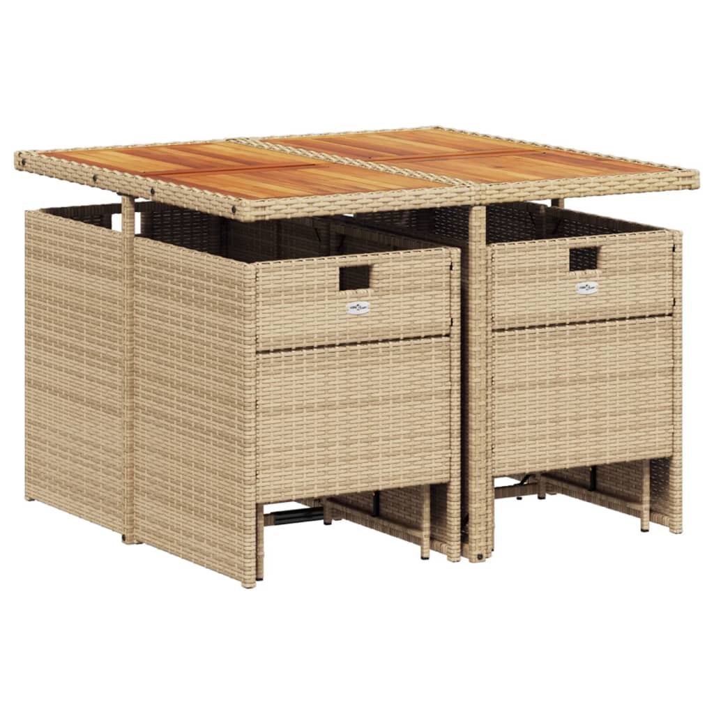 Set da Pranzo da Giardino 9 pz con Cuscini Beige in Polyrattan | homemem39