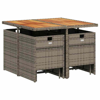 Set da pranzo da giardino da 9 pz con Cuscini in Polyrattan Grigio | homemem39