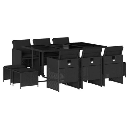 Set da Pranzo da Giardino 11 pz con Cuscini in Polyrattan Nero | homemem39