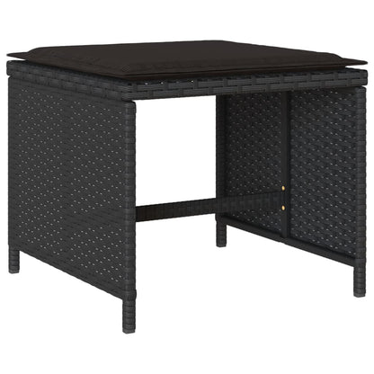 Set da Pranzo da Giardino 11 pz con Cuscini in Polyrattan Nero | homemem39