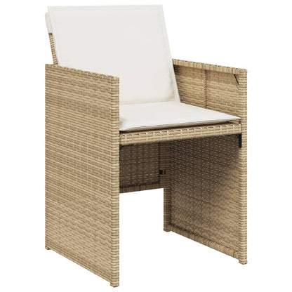 Set da Pranzo da Giardino 11 pz con Cuscini Beige in Polyrattan - homemem39