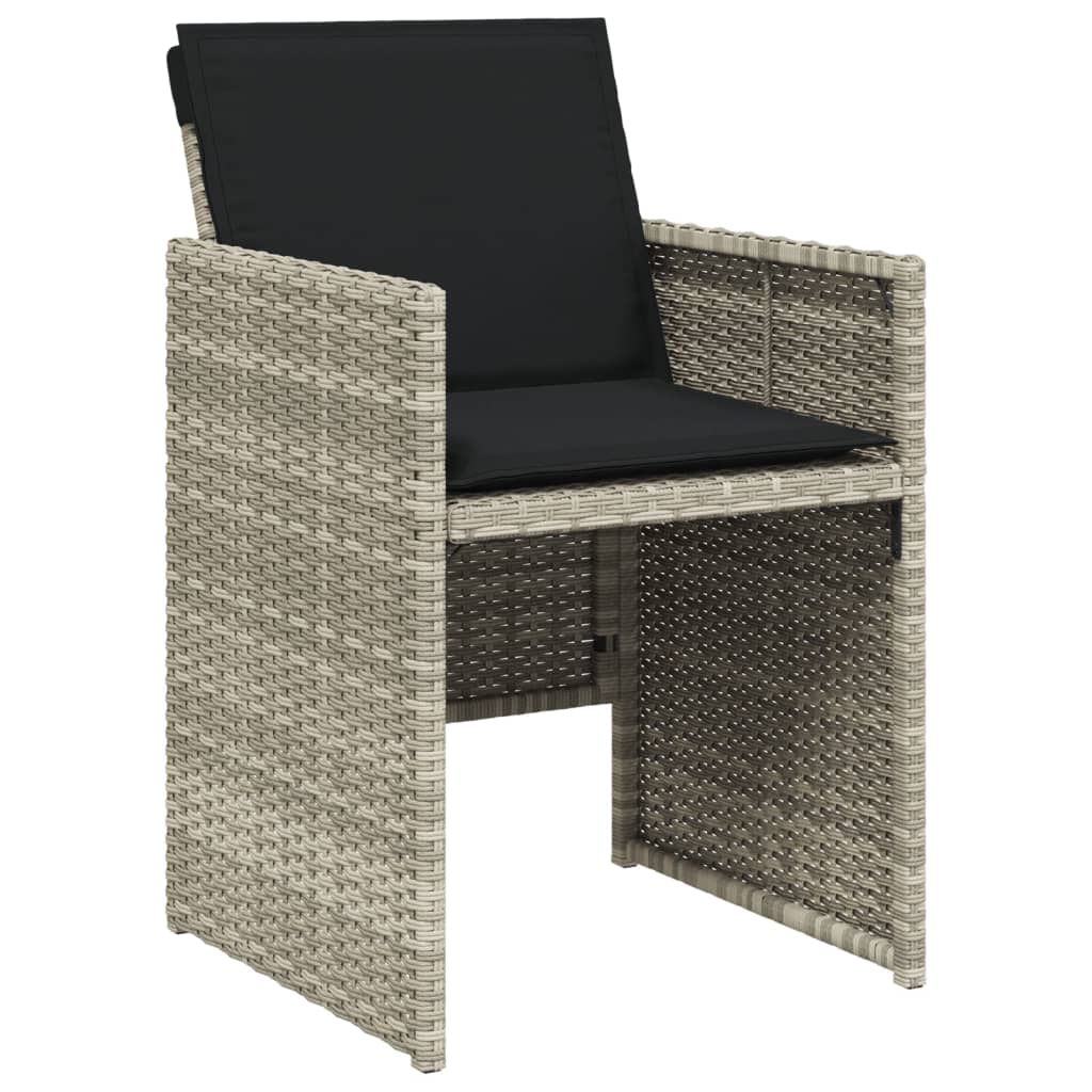 Set Pranzo Giardino 11pz con Cuscini Grigio Chiaro Polyrattan - homemem39