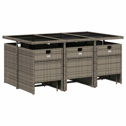 Set da pranzo da giardino da 11 pz con Cuscini in Polyrattan Grigio | homemem39