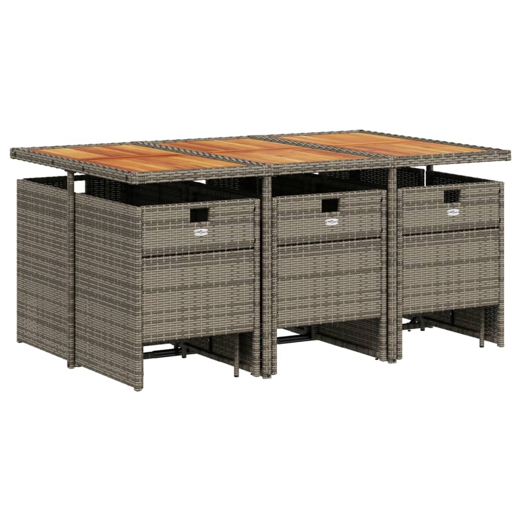 Set da Pranzo da Giardino 11pz con Cuscini in Polyrattan Grigio | homemem39