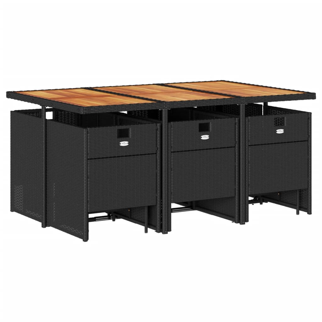 Set da Pranzo da Giardino 11 pz con Cuscini in Polyrattan Nero | homemem39