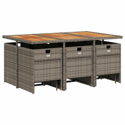 Set da pranzo da giardino da 11 pz con Cuscini in Polyrattan Grigio | homemem39