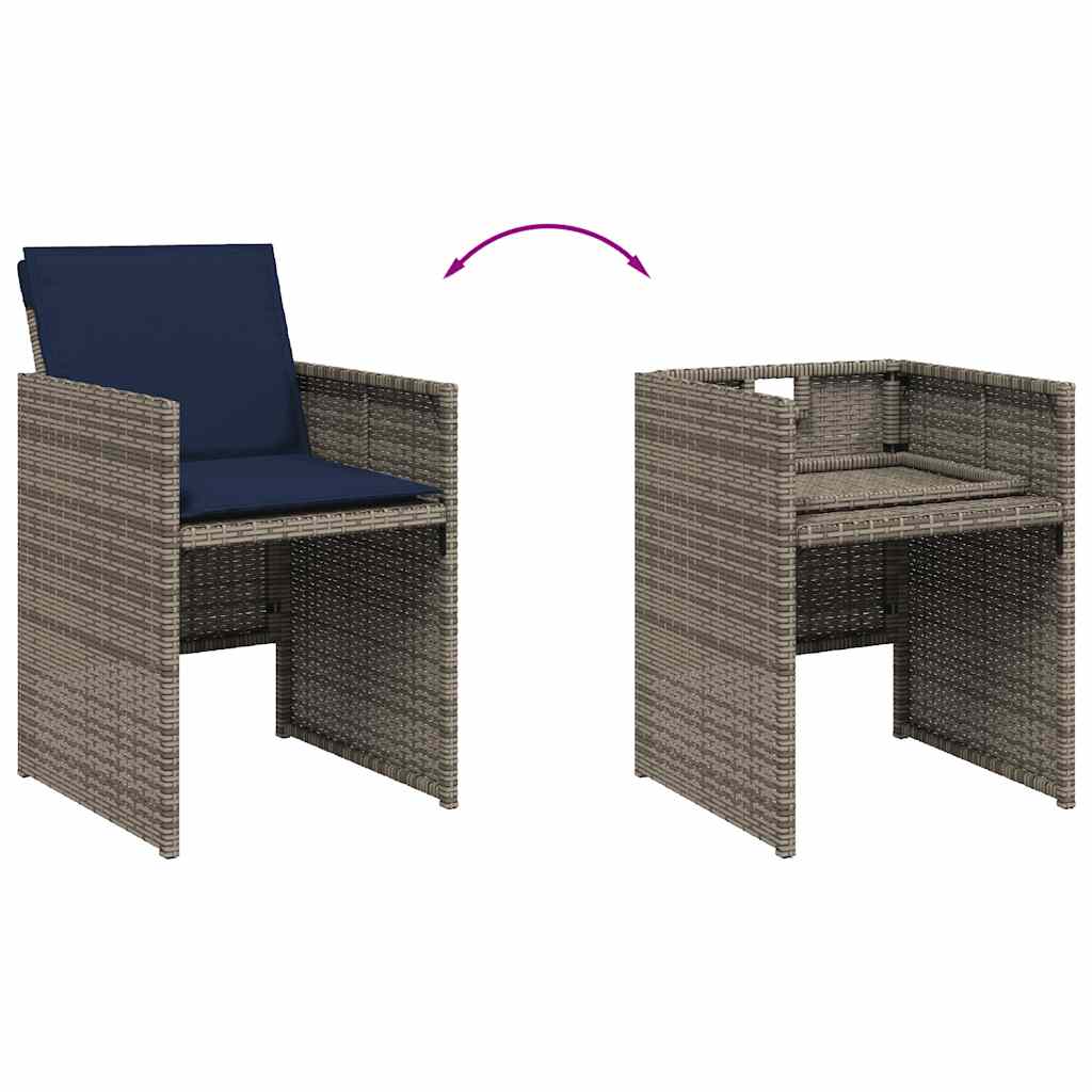 Set da pranzo da giardino da 11 pz con Cuscini in Polyrattan Grigio | homemem39