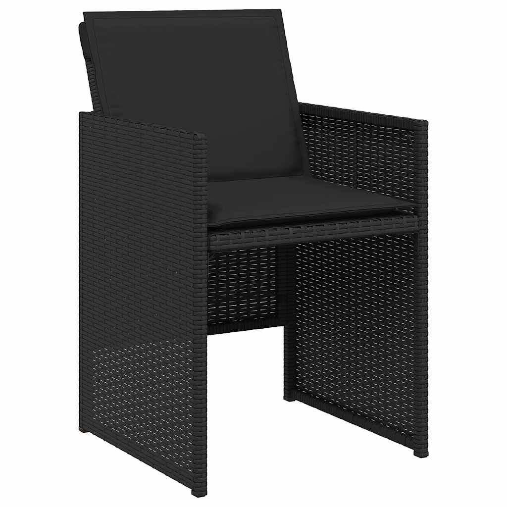 Set da Pranzo da Giardino 13pz con Cuscini Nero in Polyrattan | homemem39