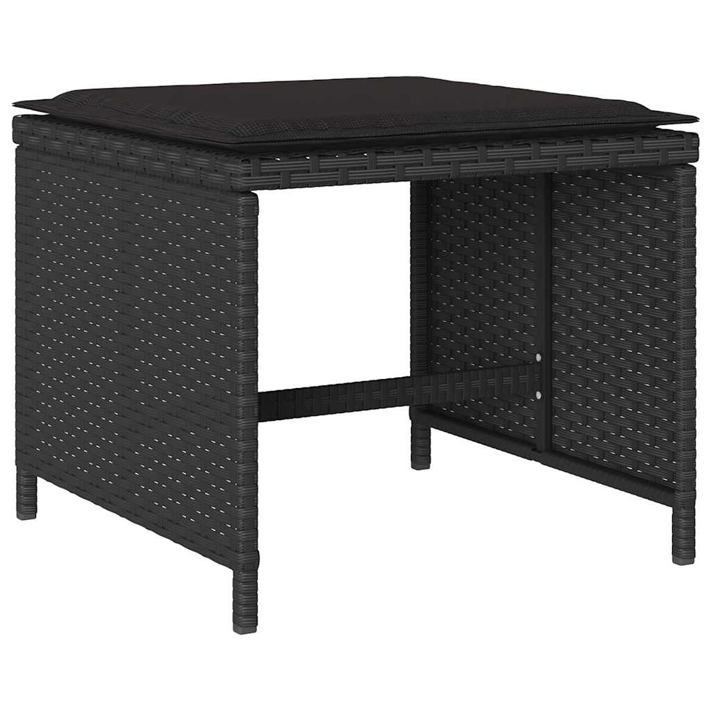 Set da Pranzo da Giardino 13pz con Cuscini Nero in Polyrattan | homemem39
