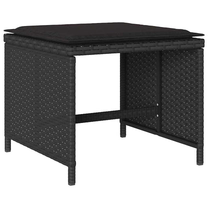 Set da Pranzo da Giardino 13pz con Cuscini Nero in Polyrattan | homemem39