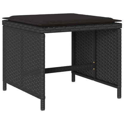 Set da Pranzo da Giardino 13pz con Cuscini Nero in Polyrattan - homemem39