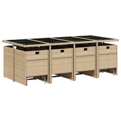 Set da Pranzo da Giardino 13 pz con Cuscini Beige in Polyrattan | homemem39