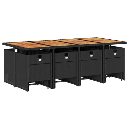 Set da Pranzo da Giardino 13pz con Cuscini Nero in Polyrattan - homemem39