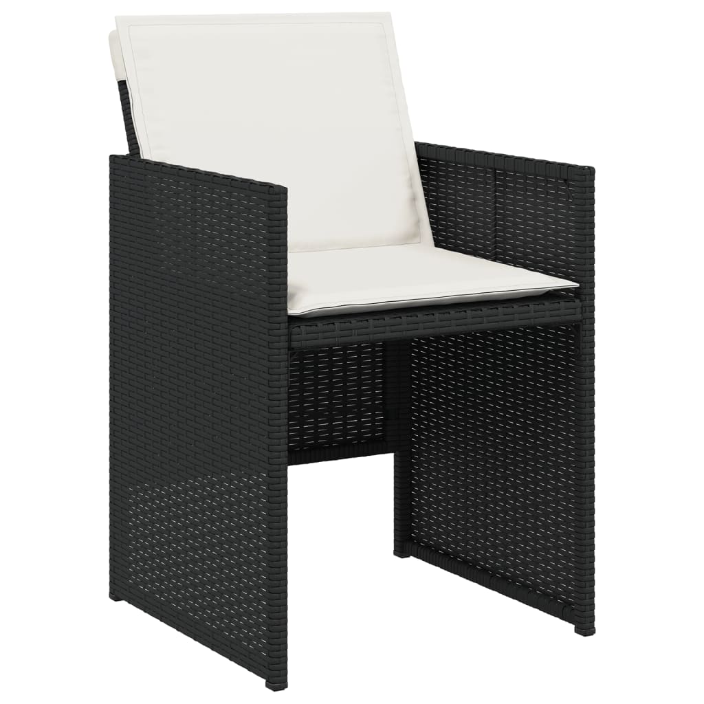Set da Pranzo da Giardino 13pz con Cuscini Nero in Polyrattan - homemem39