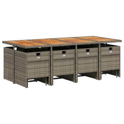 Set da pranzo da giardino da 13 pz con Cuscini in Polyrattan Grigio | homemem39