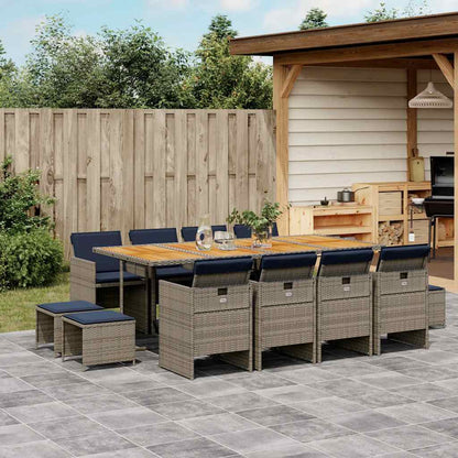 Set da pranzo da giardino da 13 pz con Cuscini in Polyrattan Grigio | homemem39