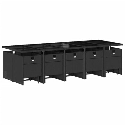 Set da Pranzo da Giardino 15 pz con Cuscini Nero in Polyrattan - homemem39