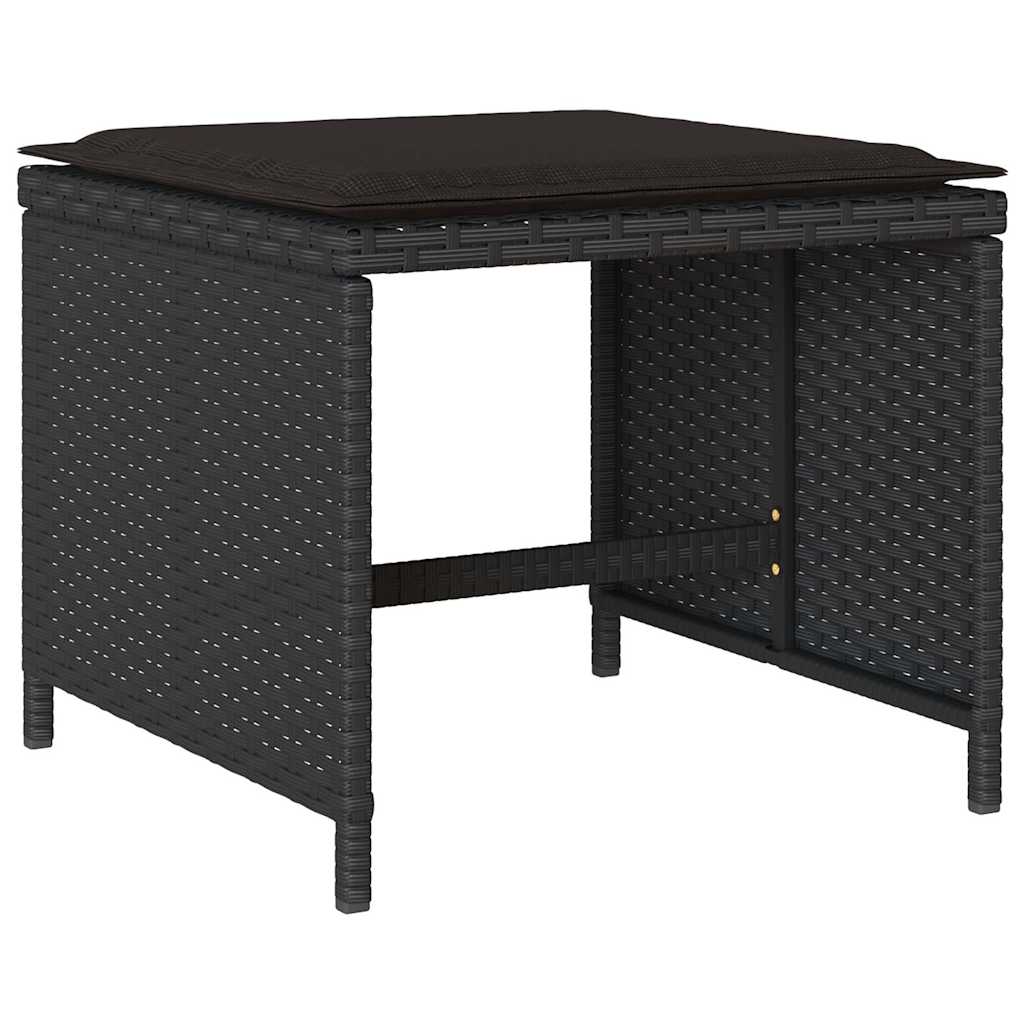 Set da Pranzo da Giardino 15 pz con Cuscini Nero in Polyrattan | homemem39
