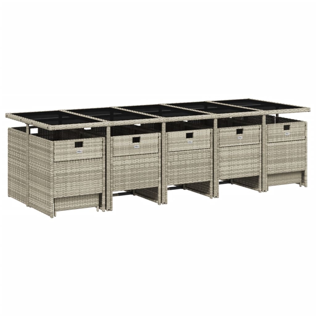Set da Pranzo da Giardino 15 pz con Cuscini Grigio Polyrattan | homemem39