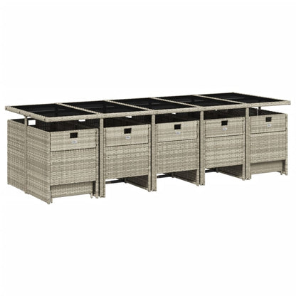 Set da Pranzo da Giardino 15 pz con Cuscini Grigio Polyrattan | homemem39