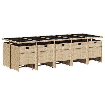 Set Pranzo da Giardino 15 pz con Cuscini Beige Misto Polyrattan | homemem39