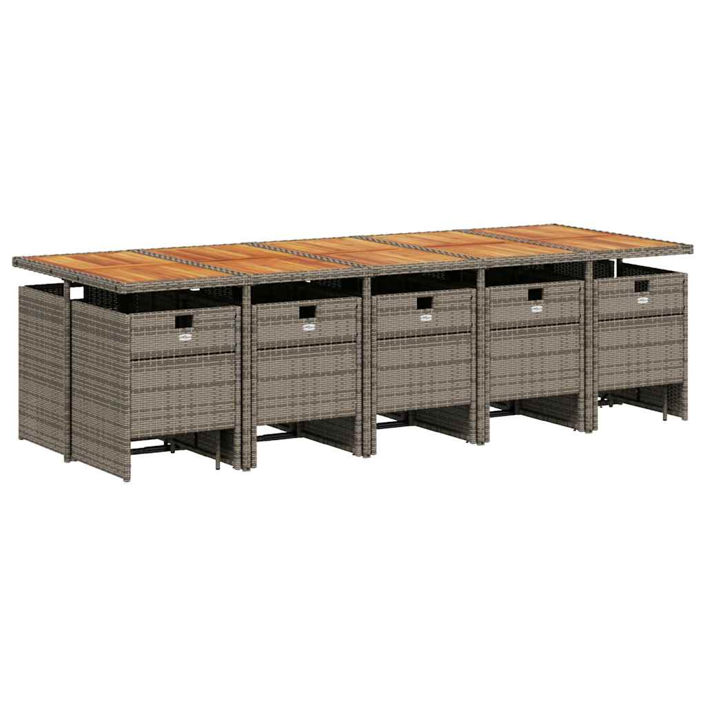 Set da pranzo da giardino da 15 pz con Cuscini in Polyrattan Grigio | homemem39