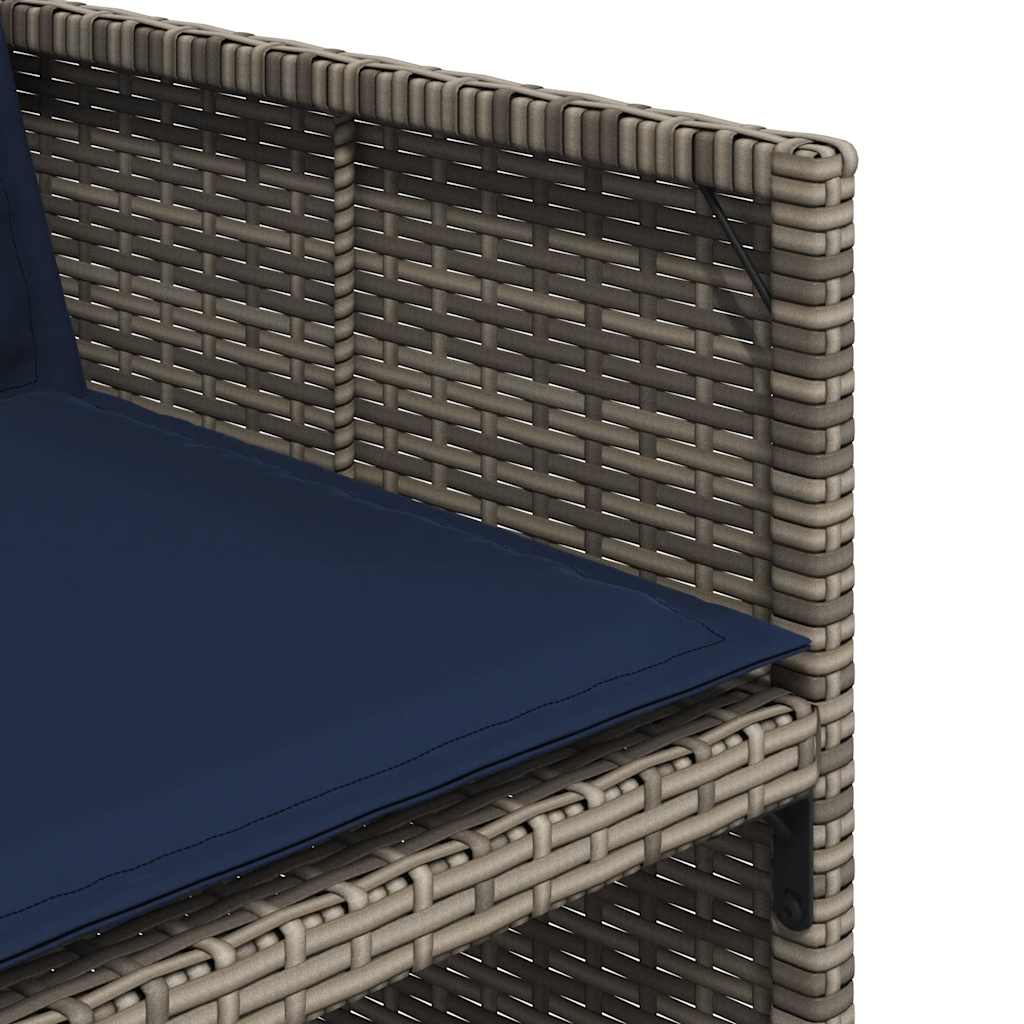 Set da pranzo da giardino da 15 pz con Cuscini in Polyrattan Grigio | homemem39