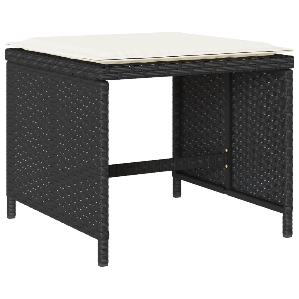 Set da Pranzo da Giardino 17 pz con Cuscini Nero in Polyrattan | homemem39
