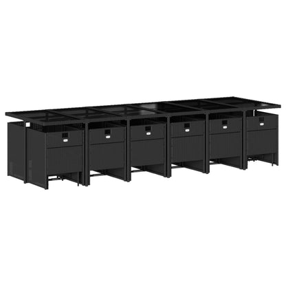 Set da Pranzo da Giardino 17 pz con Cuscini Nero in Polyrattan | homemem39