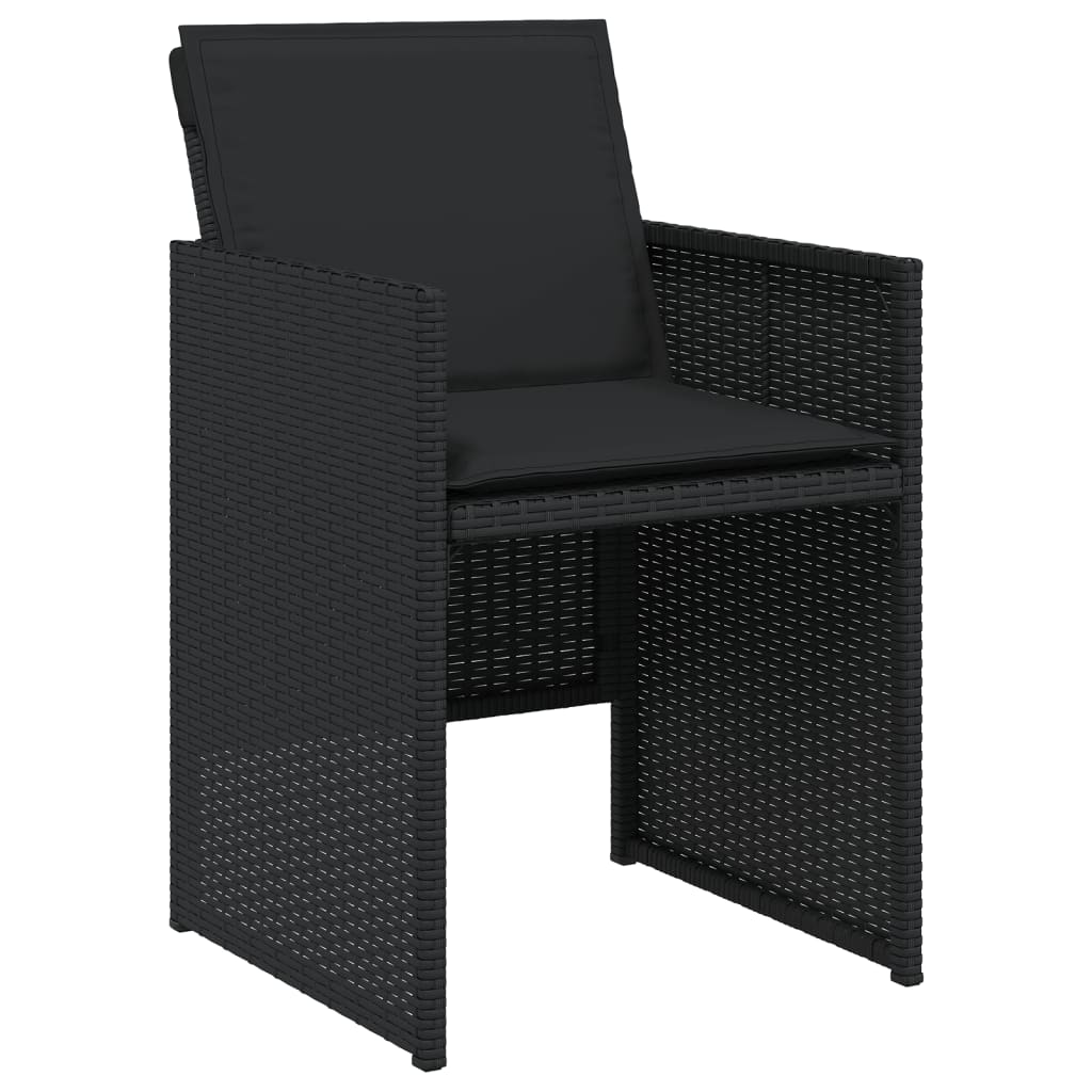 Set da Pranzo da Giardino 17 pz con Cuscini Nero in Polyrattan | homemem39