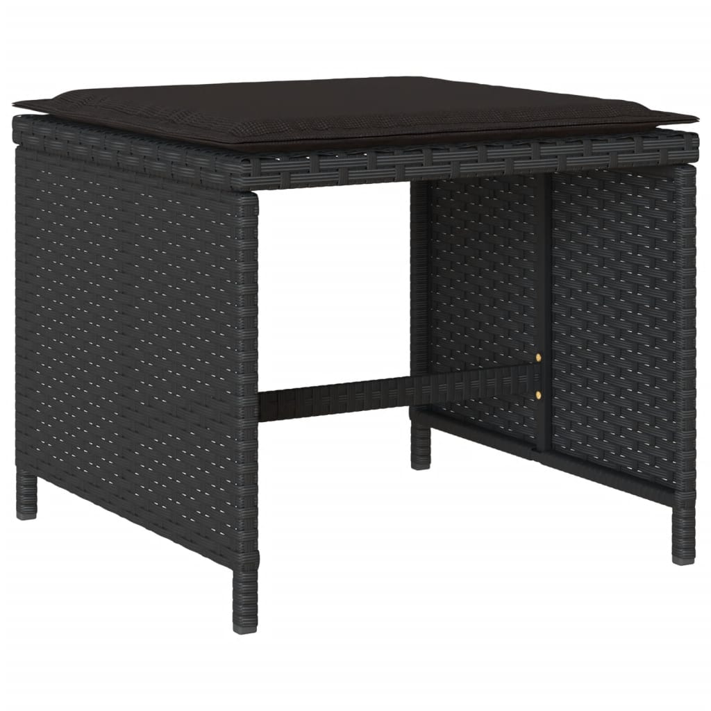 Set da Pranzo da Giardino 17 pz con Cuscini Nero in Polyrattan | homemem39