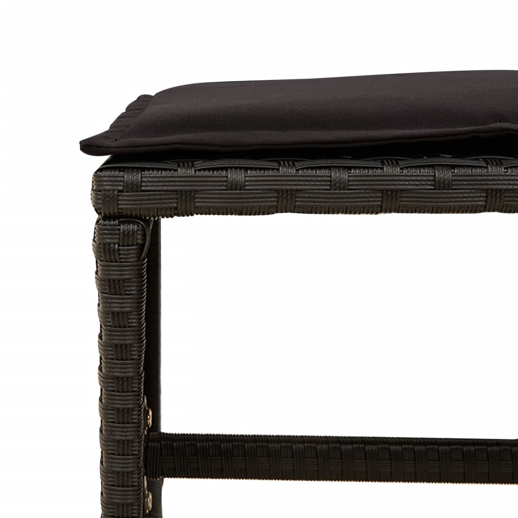 Set da Pranzo da Giardino 17 pz con Cuscini Nero in Polyrattan | homemem39