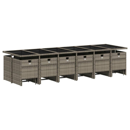 Set da Pranzo da Giardino 17pz con Cuscini Grigio in Polyrattan | homemem39