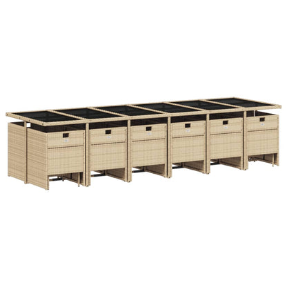 Set da Pranzo da Giardino 17 pz con Cuscini Beige in Polyrattan | homemem39