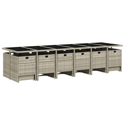 Set da Pranzo da Giardino 17pz con Cuscini Grigio in Polyrattan | homemem39