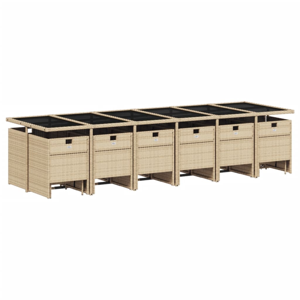 Set Pranzo da Giardino 17 pz con Cuscini Beige Misto Polyrattan | homemem39