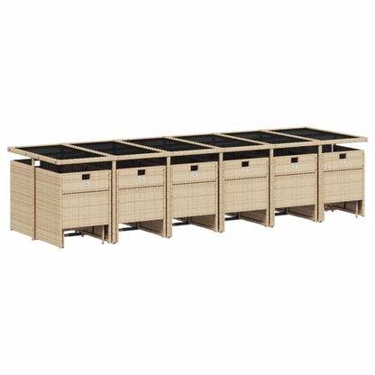 Set Pranzo da Giardino 17 pz con Cuscini Beige Misto Polyrattan | homemem39