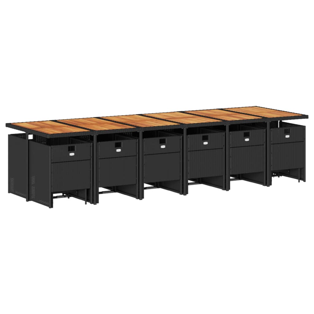 Set da Pranzo da Giardino 17 pz con Cuscini Nero in Polyrattan | homemem39