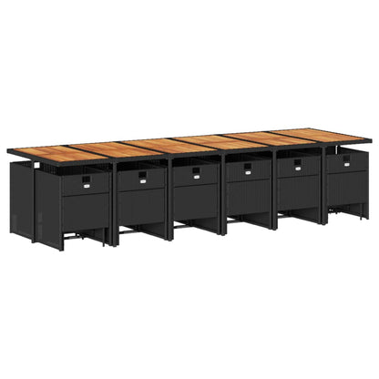 Set da Pranzo da Giardino 17 pz con Cuscini Nero in Polyrattan | homemem39